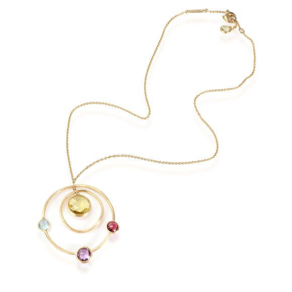 Marco Bicego Jaipur Mixed Gemstone Circle Pendant in 18K Yellow Gold - Picture 2 of 2